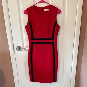 Calvin Klein Red and Black Midi Dress
